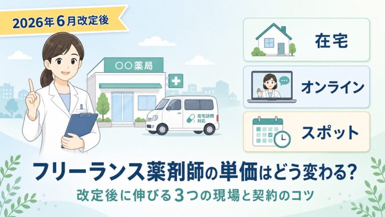 【2026年6月改定後】フリーランス・派遣薬剤師の単価と需要はどう変わるか｜伸びる現場3つ・契約交渉・案件選定のポイント