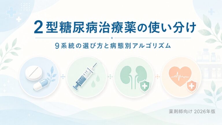 【比較表あり】2型糖尿病治療薬の使い分け｜9系統の選び方と病態別アルゴリズム【薬剤師向け2026年版】