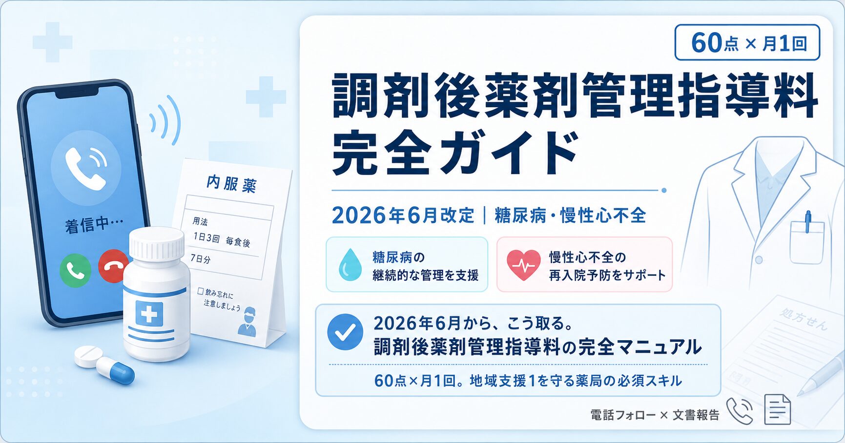 薬剤管理指導のためのプロブレムリスト作成の手引き 2026年6月改定】調剤後薬剤管理指導料の算定要件｜糖尿病・慢性心不全