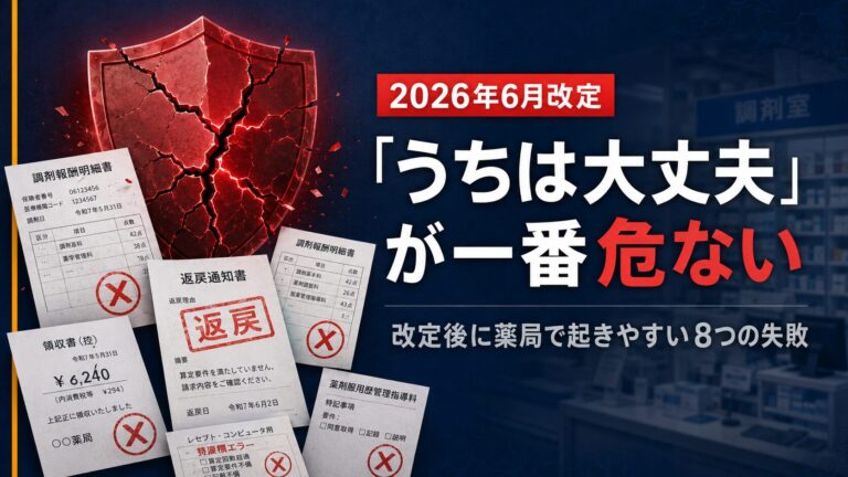 【2026年6月改定】薬局で起きやすい失敗事例8選｜届出遅延・返戻・算定ミスの原因と再発防止策
