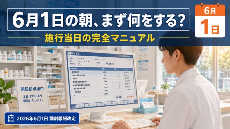 【2026年6月1日施行】調剤報酬改定 当日の業務フロー｜開局前チェックから最初の患者対応まで完全ガイド