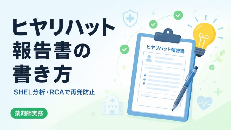 【薬剤師向け】ヒヤリハット・インシデント報告書の書き方｜SHEL分析・RCAで再発防止する実務フロー