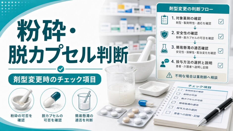 粉砕・脱カプセル判断｜剤型変更時のチェック項目