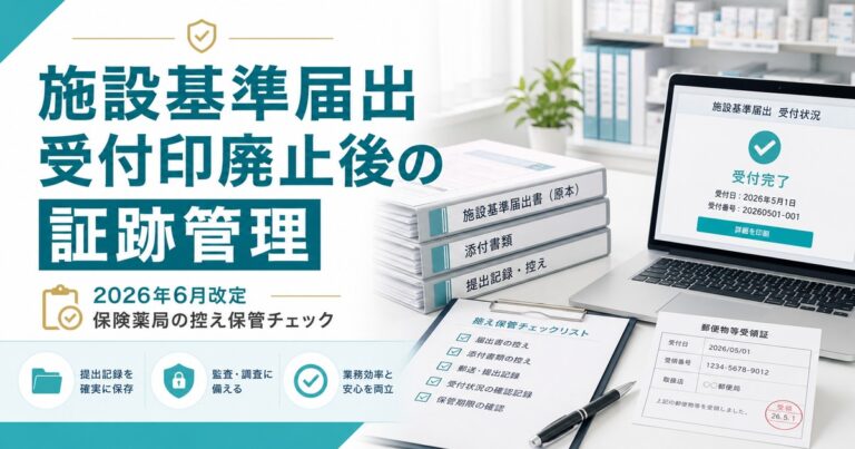 【2026年6月改定】施設基準届出の控え保管と受付印廃止｜保険薬局が残すべき証跡チェックリスト