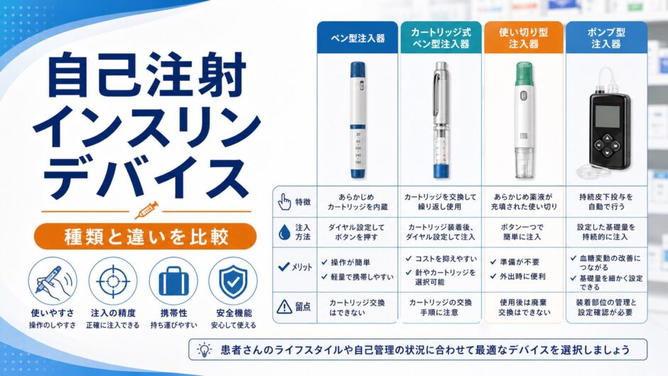 自己注射インスリンデバイス｜種類と違いを比較