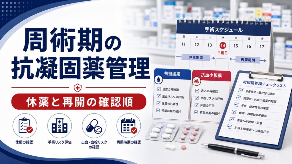 周術期の抗凝固薬管理｜休薬と再開の確認順