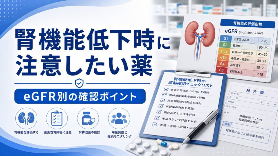 腎機能低下時に注意したい薬｜eGFR別の確認ポイント