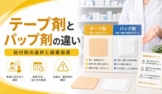 【比較表でわかる】テープ剤とパップ剤の違い｜使い分け・かぶれ予防・向く患者を完全整理