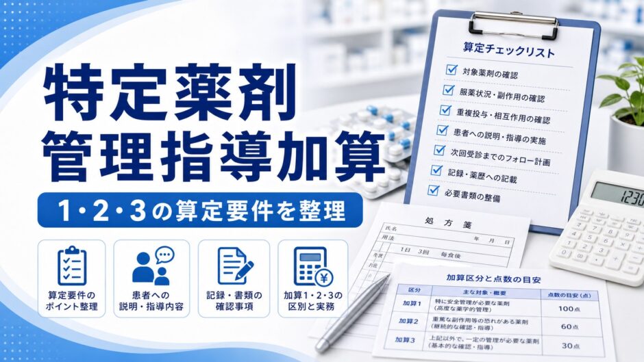 特定薬剤管理指導加算｜1・2・3の算定要件を整理