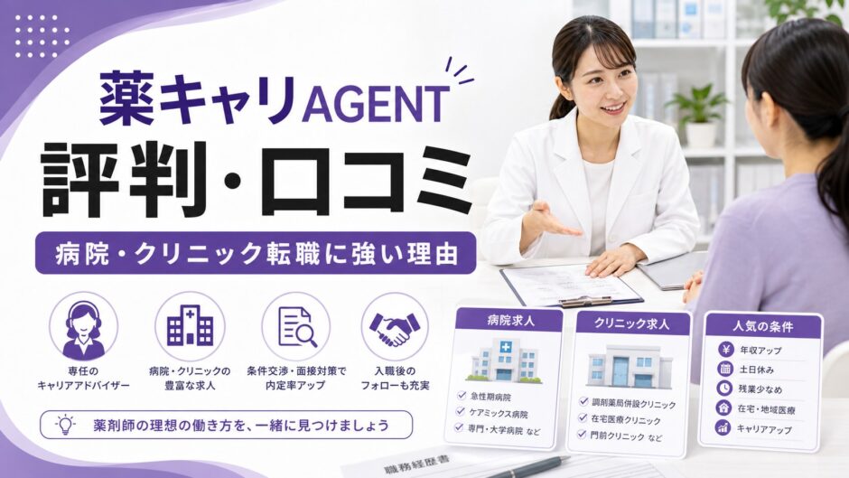薬キャリAGENT 評判・口コミ｜病院・クリニック転職に強い理由