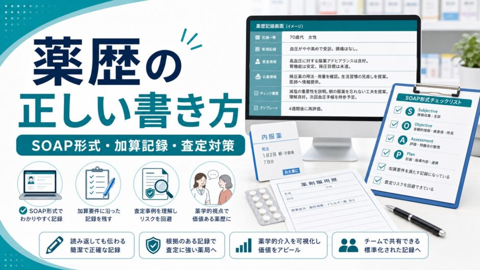 薬歴の正しい書き方｜SOAP形式・加算記録・査定対策