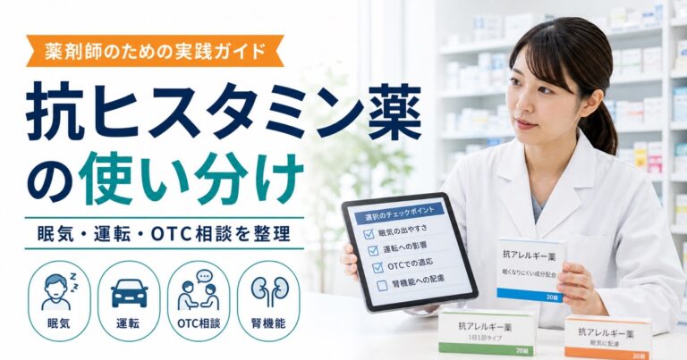 【比較表あり】抗ヒスタミン薬の使い分け｜第1世代・第2世代・市販薬の選び方と眠気・抗コリン作用の整理【薬剤師向け2026年版】