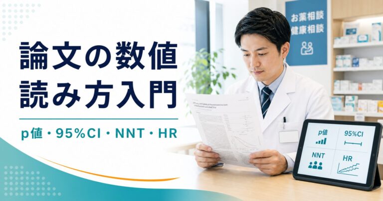 【薬剤師向け】論文の数値の読み方｜p値・95%CI・NNT・ハザード比をやさしく整理【2026年版】