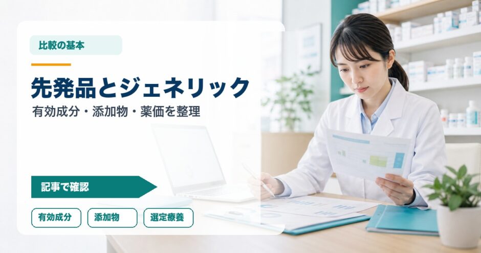 先発品とジェネリック｜有効成分・添加物・薬価を整理