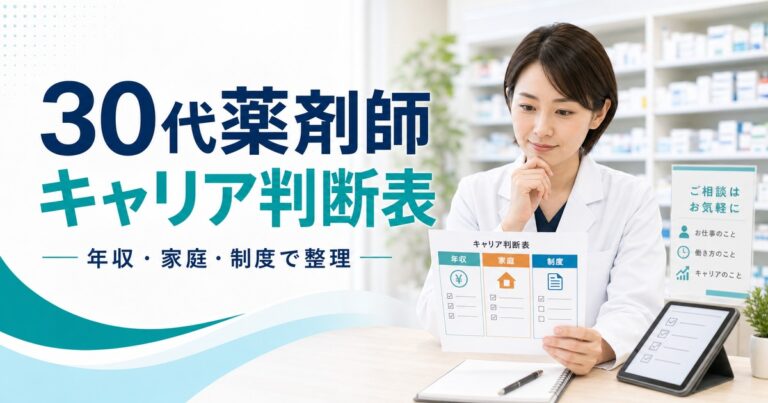 【薬剤師向け】30代薬剤師のキャリア判断表｜年収・家庭・制度変化で転職前に整理すること