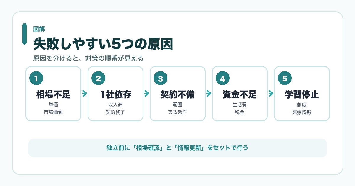 フリーランス薬剤師が失敗しやすい5つの原因