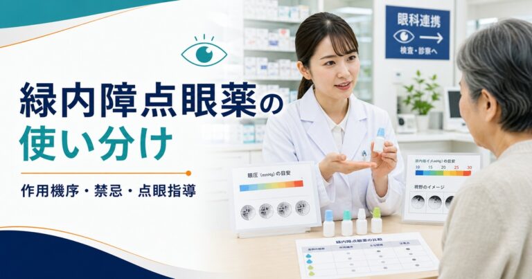 【比較表あり】緑内障点眼薬の使い分け｜FP・EP2・β遮断薬・配合薬・Rhoキナーゼ阻害薬の監査と服薬指導【薬剤師向け2026年版】