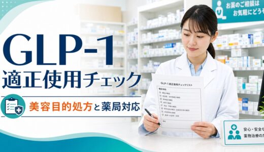 GLP-1適正使用チェック。美容目的処方と薬局対応を整理する薬剤師向け記事のアイキャッチ画像