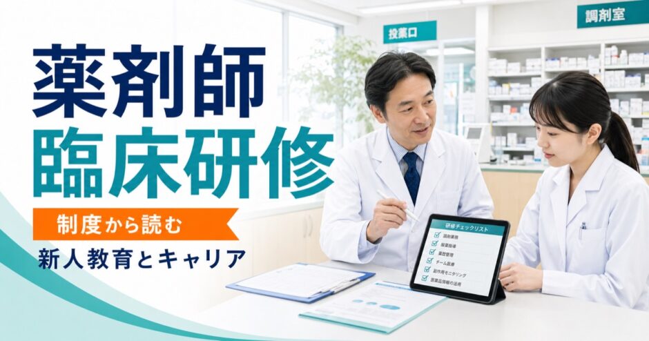 薬剤師臨床研修ガイドラインと新人教育を表すアイキャッチ