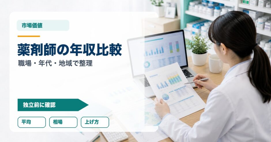 薬剤師の年収比較｜職場・年代・地域で整理