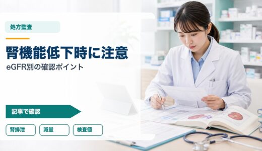 【薬剤師向け】腎機能低下時に注意したい薬｜eGFR別の確認ポイントと代表薬剤の対応