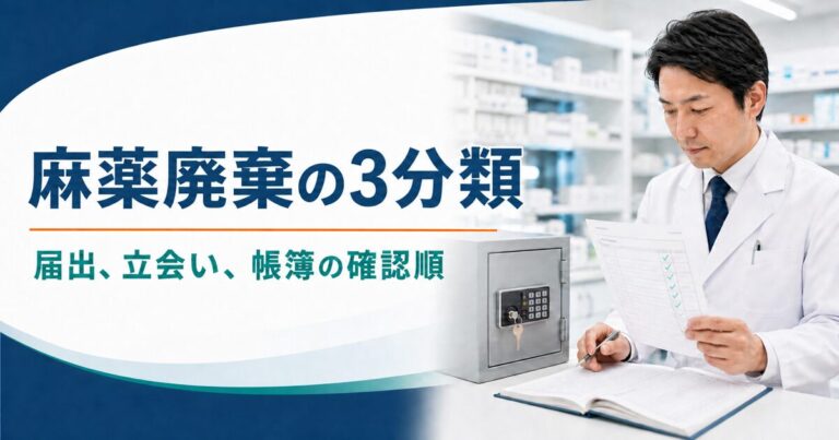 薬局の麻薬廃棄実務｜3分類で分かる届出、立会い、帳簿【2026年7月確認】
