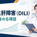薬物性肝障害の初動共有6項目を示す薬剤師向けアイキャッチ