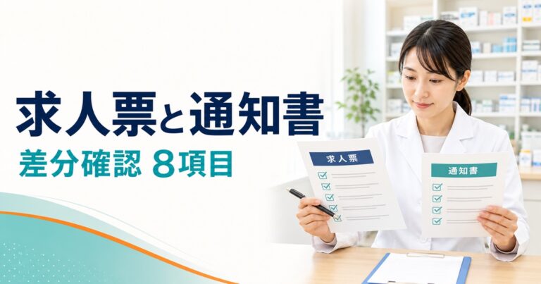 薬剤師の求人票・労働条件通知書の差分確認シート｜内定承諾前の8項目【2026年】