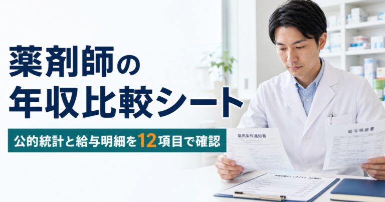 薬剤師の年収比較シート｜給与明細・労働条件通知書を12項目で確認【2026年】