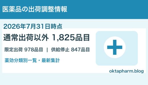 【2026年7月31日時点】医薬品の出荷調整情報まとめ｜薬効分類別一覧