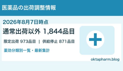 【2026年8月7日時点】医薬品の出荷調整情報まとめ｜薬効分類別一覧