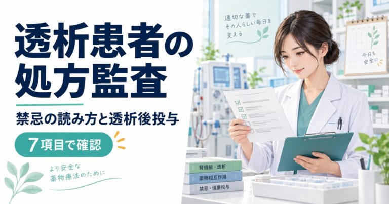 透析患者の処方監査｜禁忌の読み方と透析後投与を7項目で確認【2026年版】