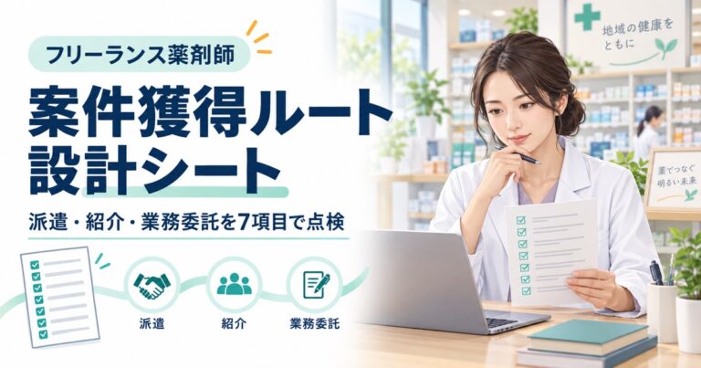 フリーランス薬剤師の案件獲得ルート設計シート｜派遣・紹介・業務委託を7項目で点検【2026年版】