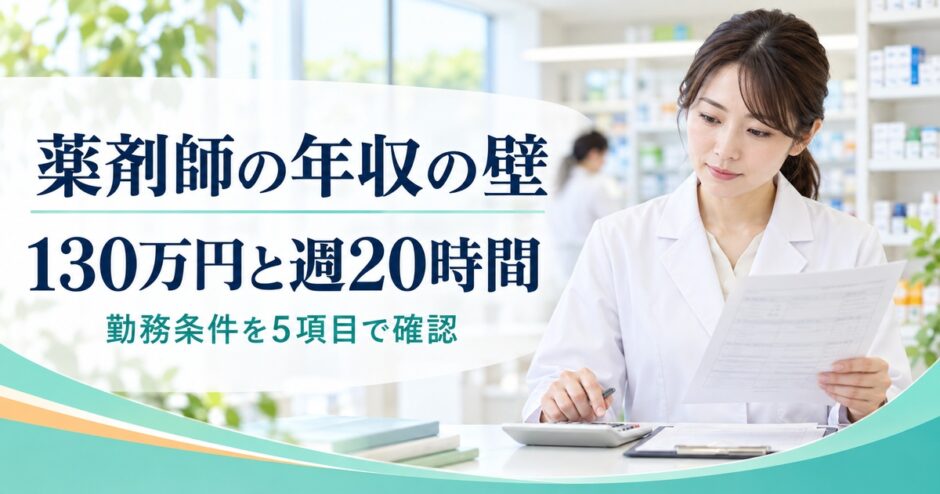 薬剤師の年収の壁。130万円と週20時間、勤務条件を5項目で確認
