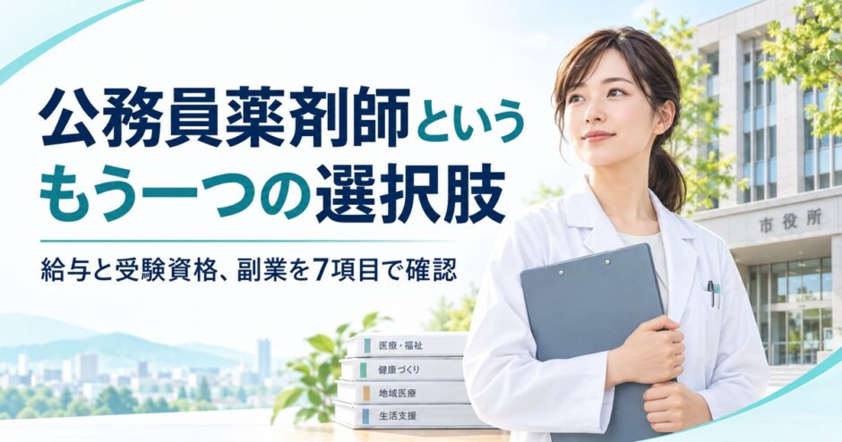 公務員薬剤師というもう一つの選択肢。給与と受験資格、副業を7項目で確認