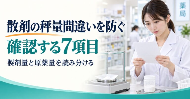 散剤の秤量間違いを防ぐ7項目｜製剤量と原薬量の確認手順