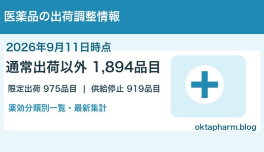 【2026年9月11日時点】医薬品の出荷調整情報まとめ｜薬効分類別一覧