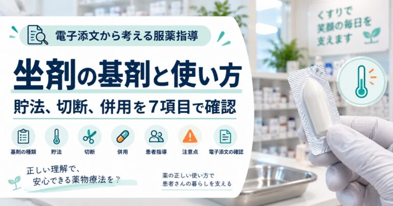 坐剤の基剤と使い方｜貯法、切断、併用を確認する7項目