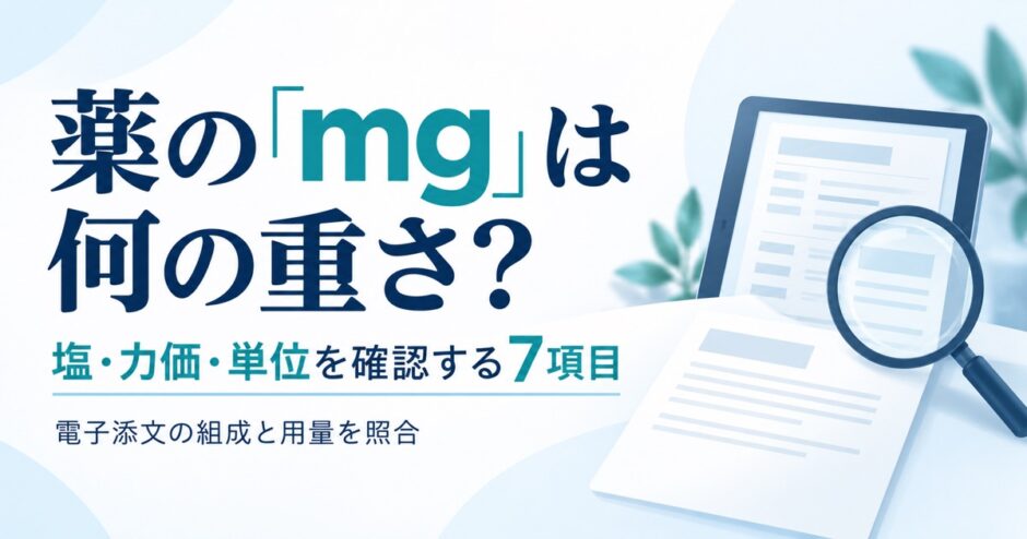 薬のmgは何の重さ。塩、力価、単位を確認する7項目