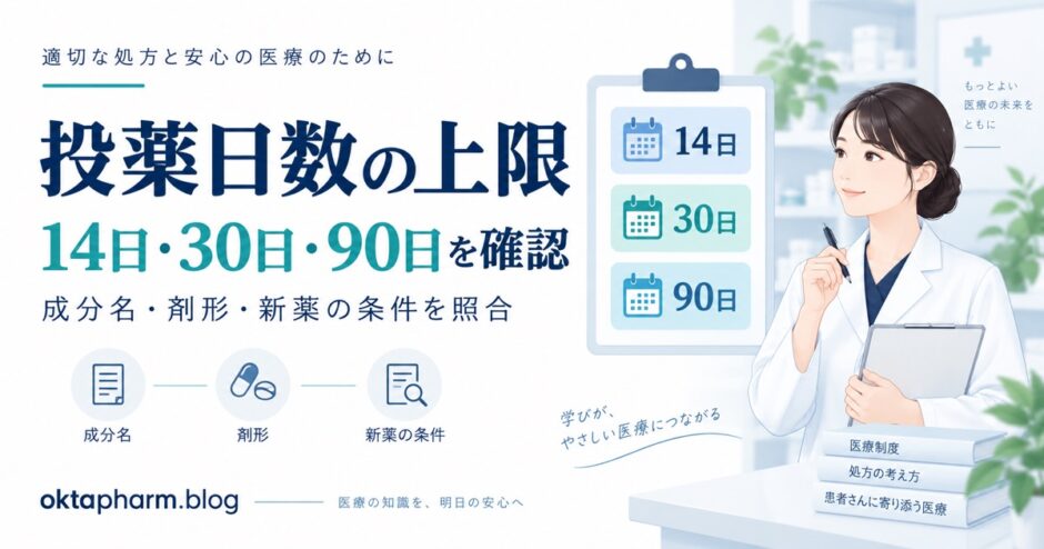 投薬日数の上限。14日・30日・90日を成分名・剤形・新薬の条件と照合